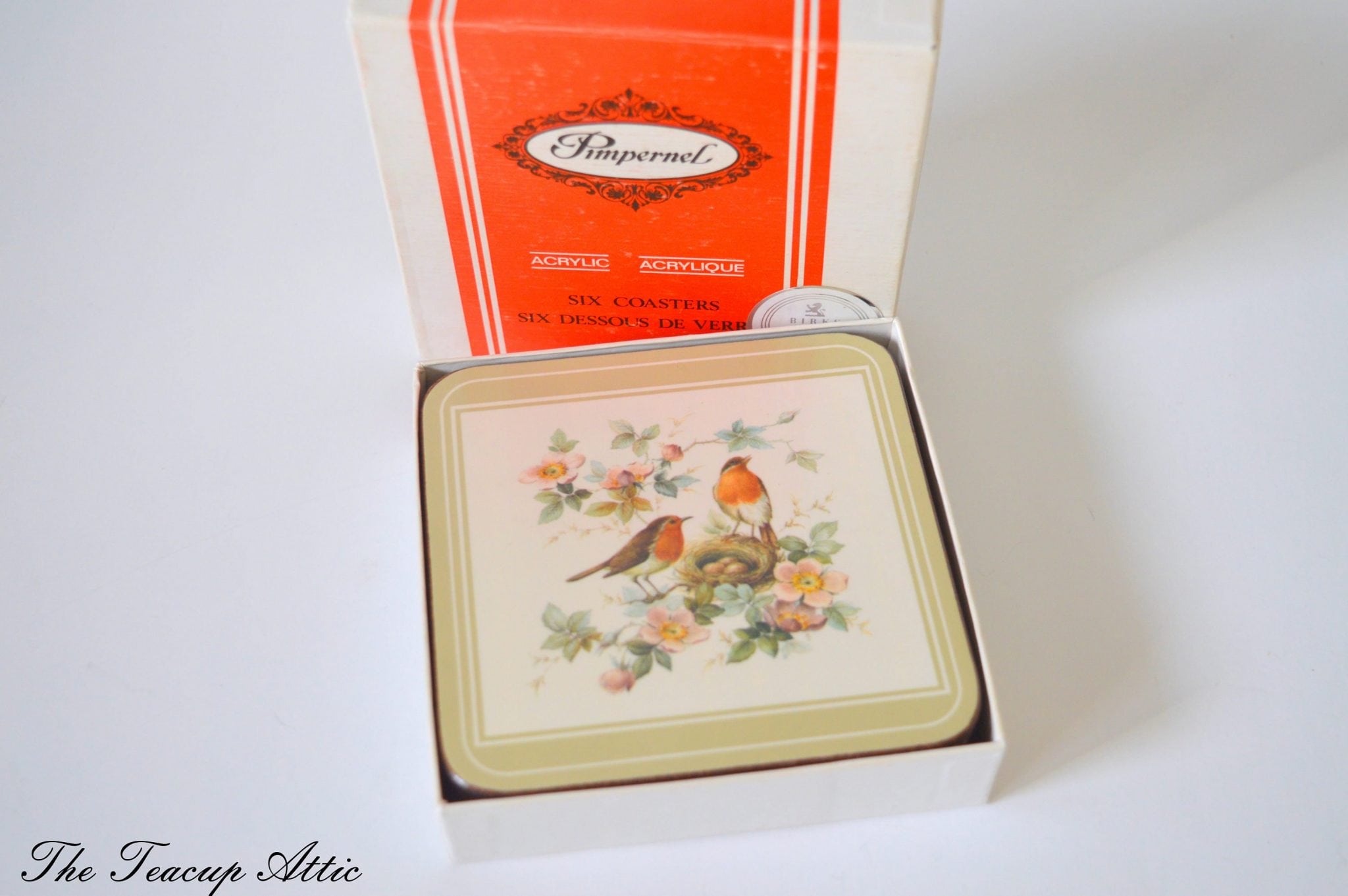 Set of 6 Pimpernel Robin And Rose Coasters in Original Box The Teacup