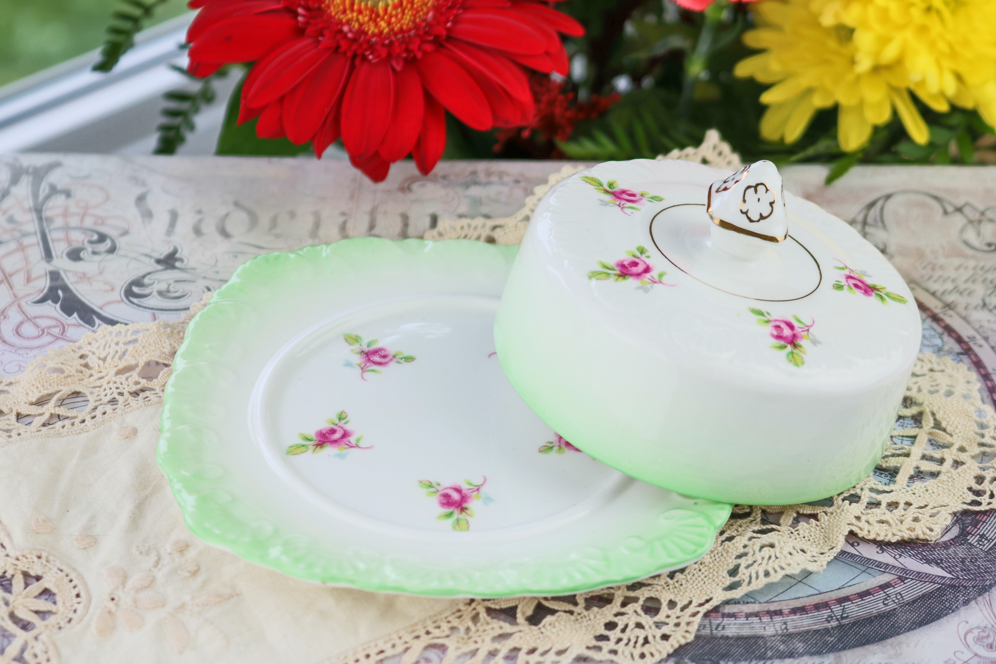 Royal Stafford Pale Green Butter Dish The Teacup Attic