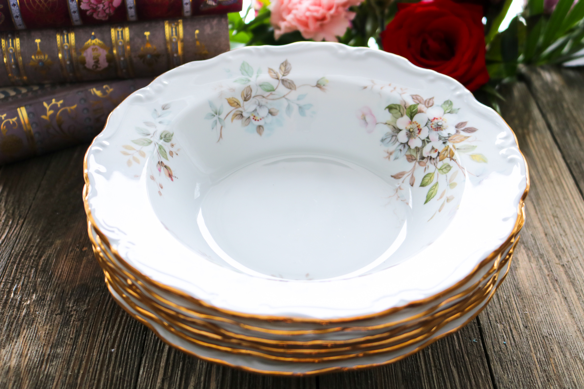 Set of 6 Royal Albert Haworth Rimmed Soup Bowls The Teacup Attic