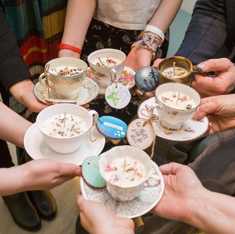 Friends standing in a circle hold out various teacups into which they have poured wax to create candles.
20 Different Ways To Recycle, Upcycle and Repurpose Old China