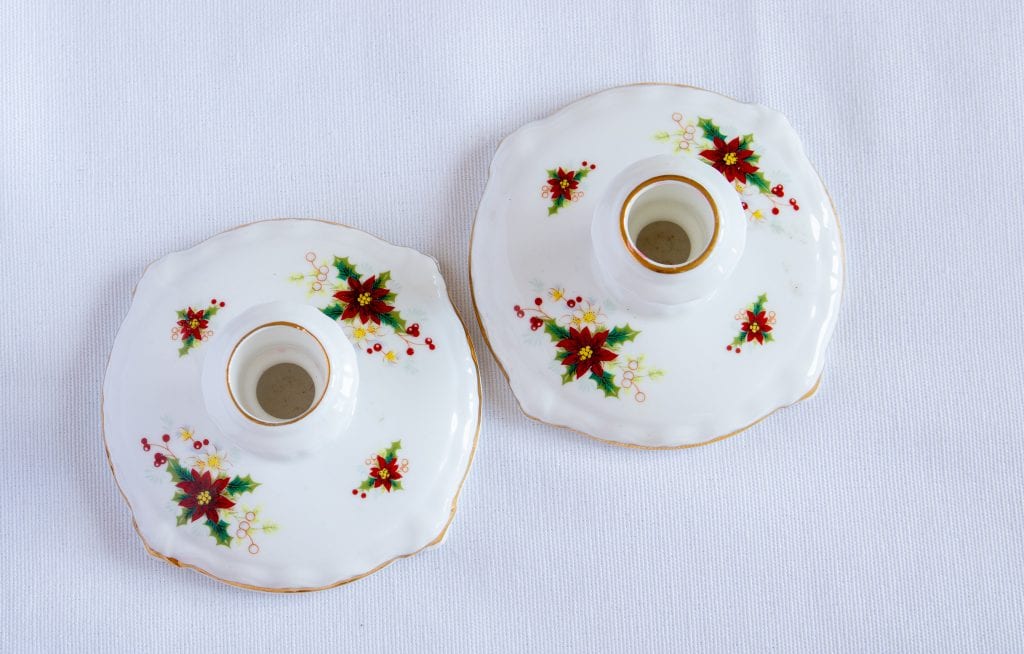 Royal Albert Poinsettia Candlesticks The Teacup Attic