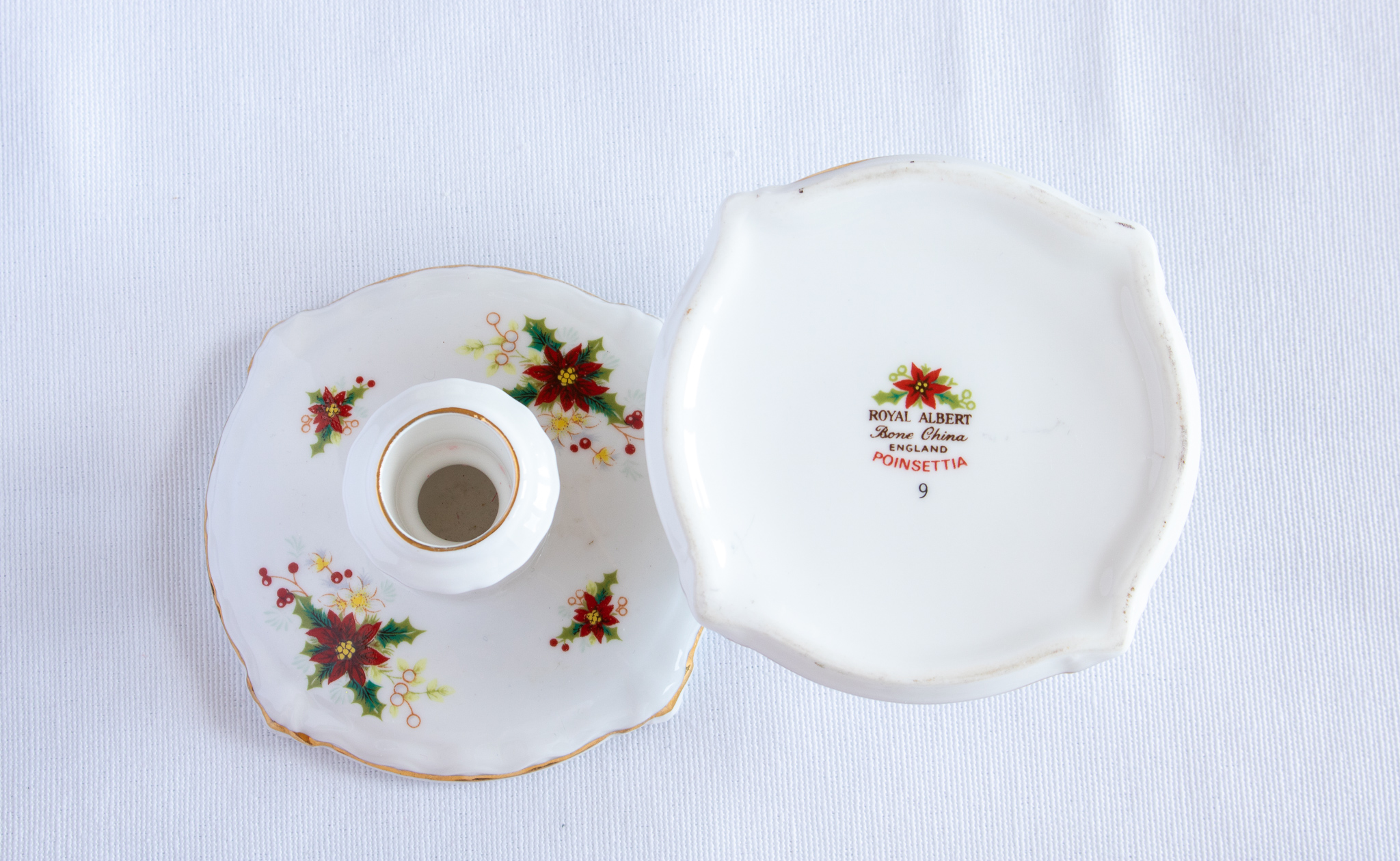 Royal Albert Poinsettia Candlesticks The Teacup Attic