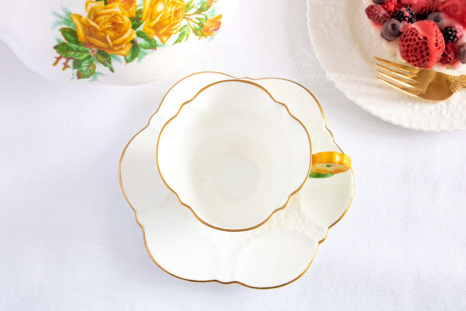 Aynsley Flower Handle Teacup And Saucer The Teacup Attic