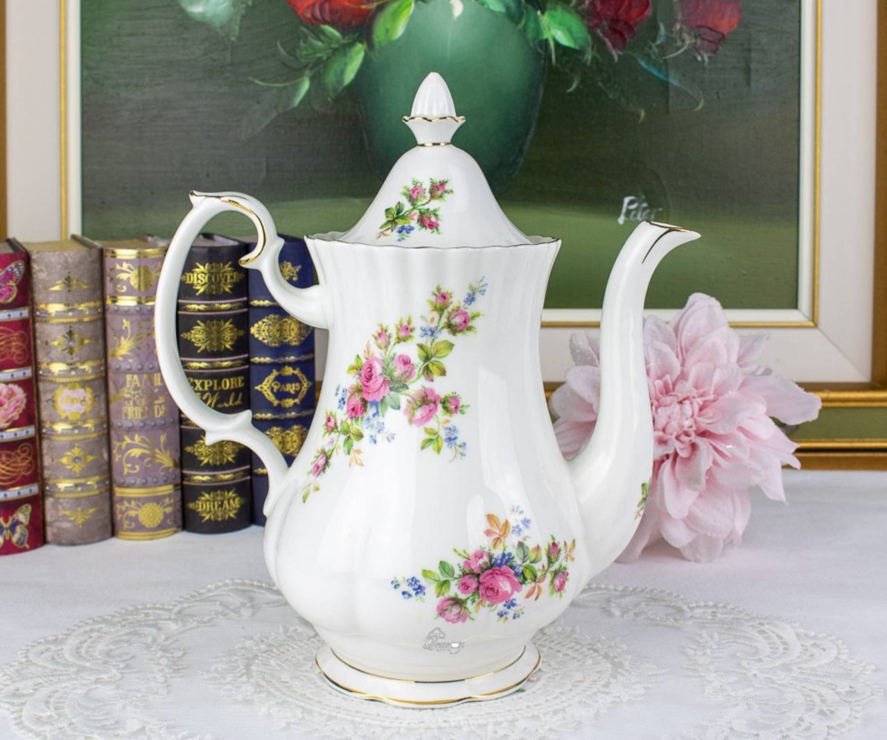 Royal Albert Moss Rose Coffee Pot The Teacup Attic