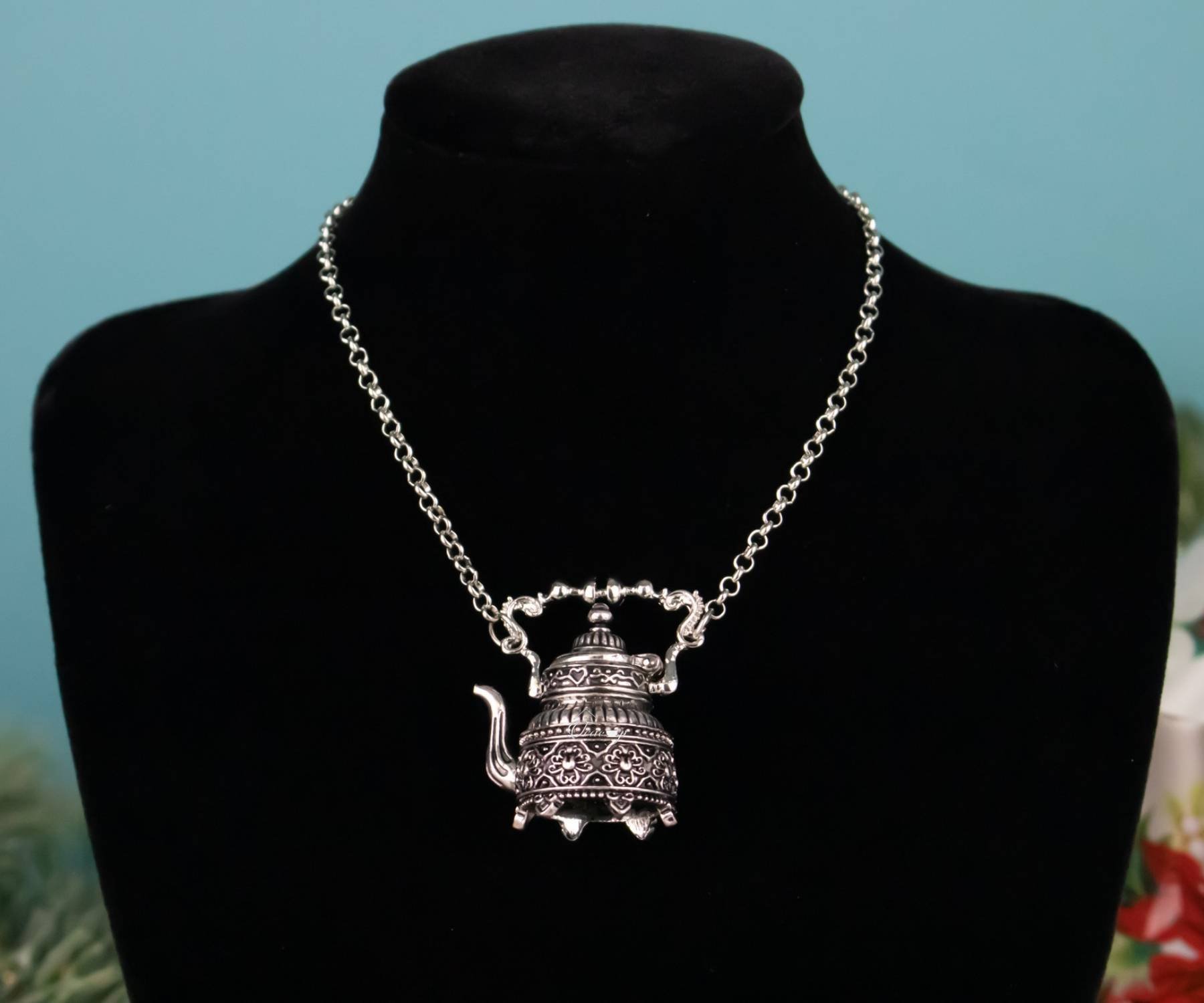Silver Teapot Pendant Necklace The Teacup Attic